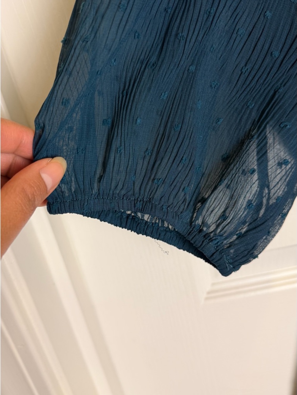 Lulu's Tier Sz M Dark Teal Puff Sleeves Tiered Midi Stretchy Waist Dress - Picture 4 of 12